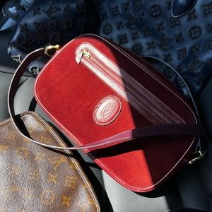 Vintage Cartier Bordeaux Suede Leather Crossbody